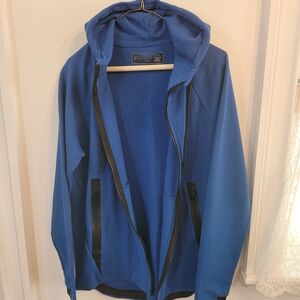Blue Hooded Jacket with Black Accents